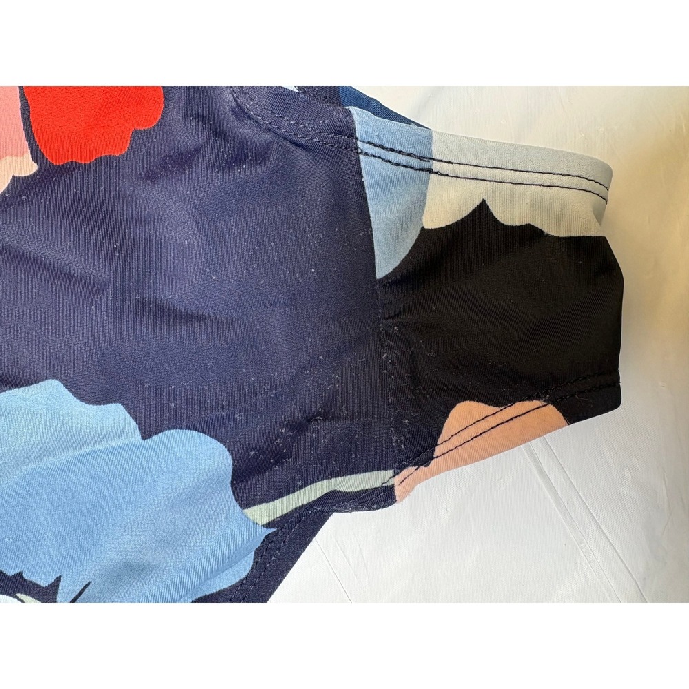 Motherhood Maternity One Shoulder Ruffle Floral Swimsuit Navy Blue Pink Size L - Picture 6 of 11